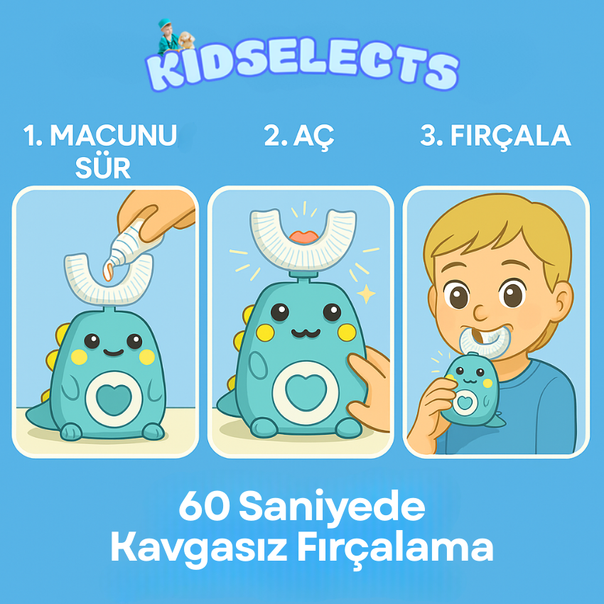 KidSelects | DinoFırça 360° Çocuk Diş Fırçası